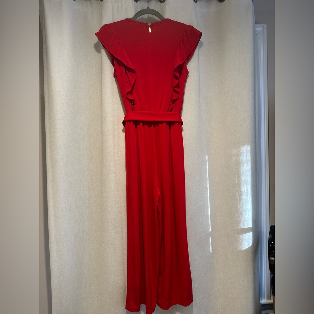 Michael Kors Vibrant Red Ruffled Jumpsuit - Picture 4 of 8